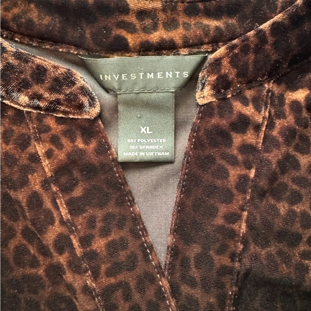 Investments Brown Long Sleeve Relaxed Velvet Blouse - Picture 3 of 3